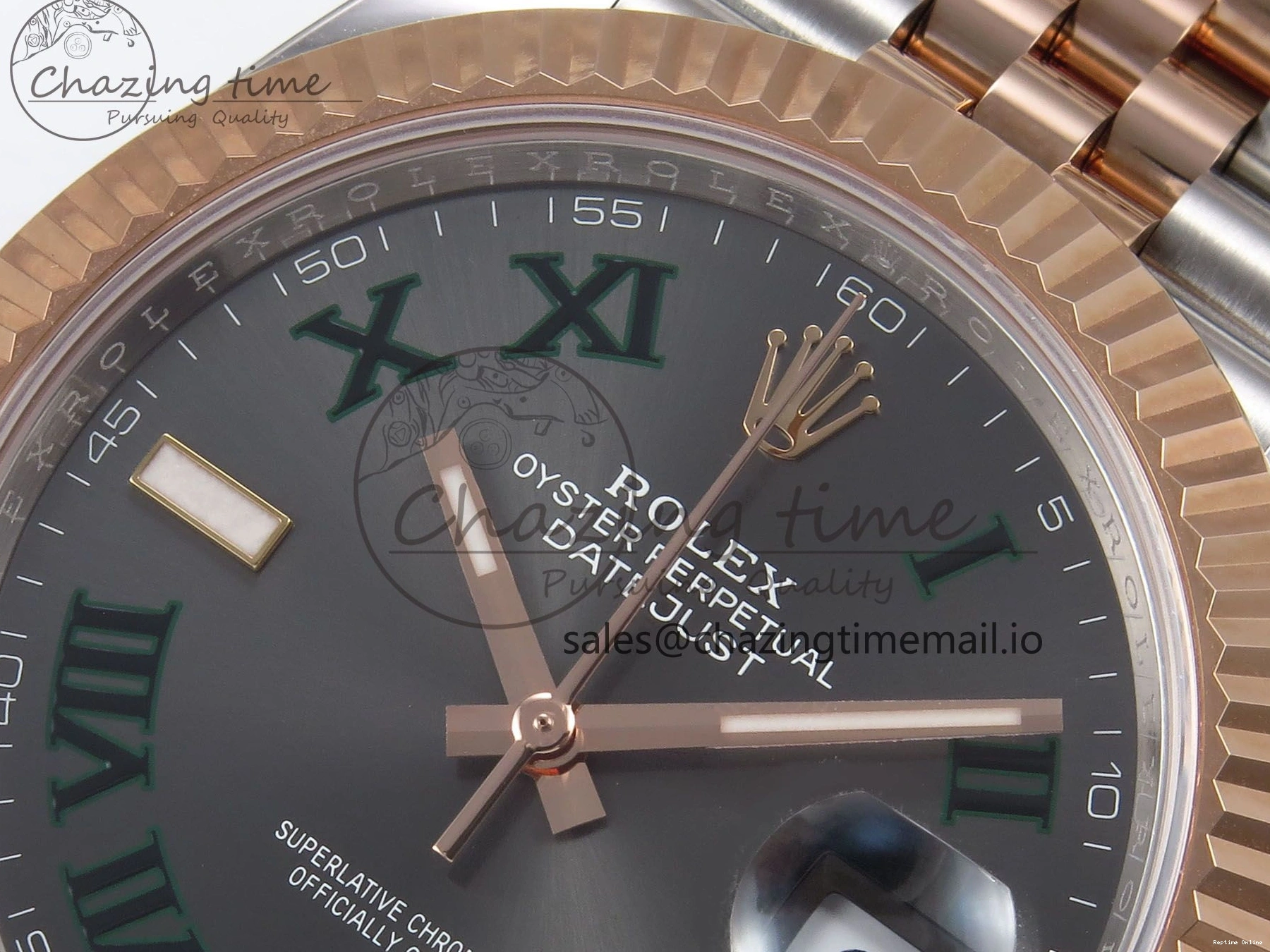 0214 DateJust 41 126331 ARF 1:1 Best Edition 904L Steel Gray Dial Green Roman Marker on SS RG Jubilee Bracelet SH3235（Gain Weight） FastDry 1103